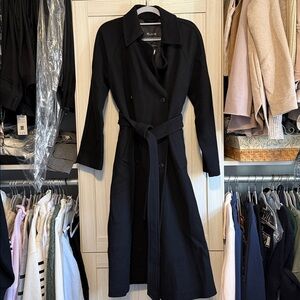 SOLD!! Black double breasted winter coat with belt. NWT. SIZE XS. Perfect!